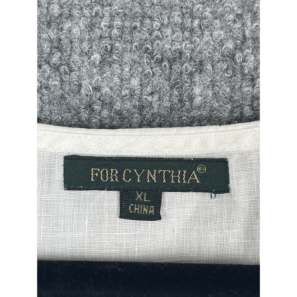 For-Cynthia White Linen Asymmetrical 3/4 Sleeve Blouse Size XL‎ - Picture 4 of 13